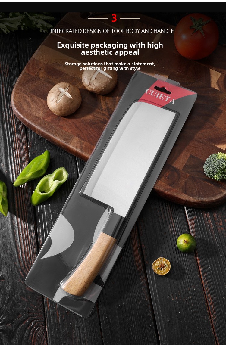 Premium set kuhinjskih noževa oštrih kao britva | Oštrice od visokougljeničnog nehrđajućeg čelika, drške u boji drveta, idealni za sečenje povrća i voća