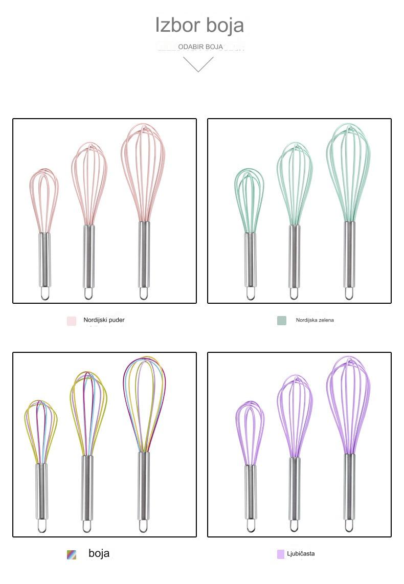 Profesionalna nerđajuća mutilica za jaja sa drškom od nerđajućeg čelika, pogodna za kuvanje i pečenje