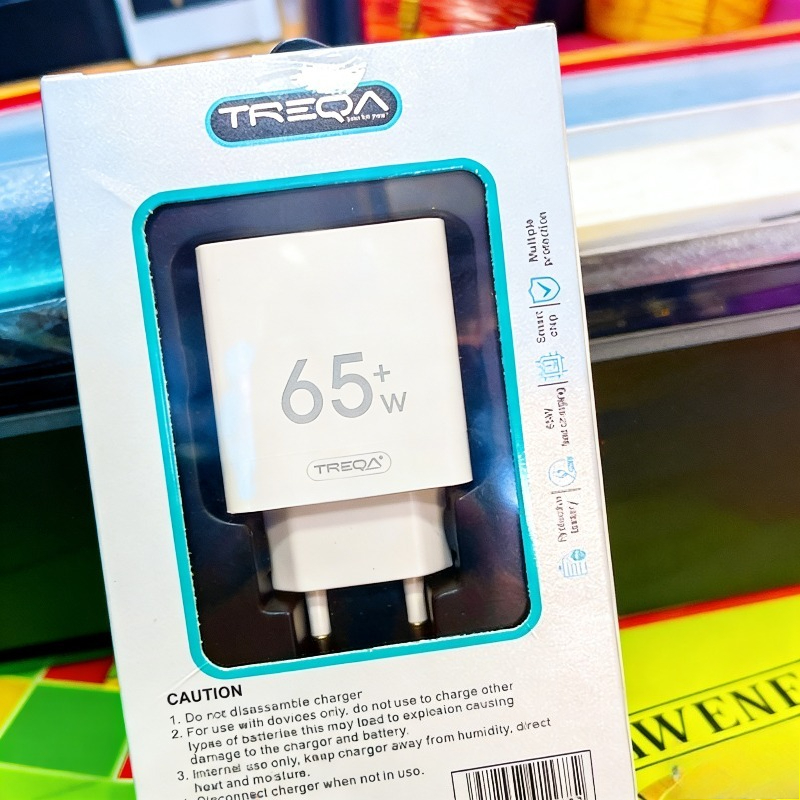 TREQA Brzi punjač od 65W za zid, EU utikač, kompatibilan sa laptopovima, telefonima i tabletima