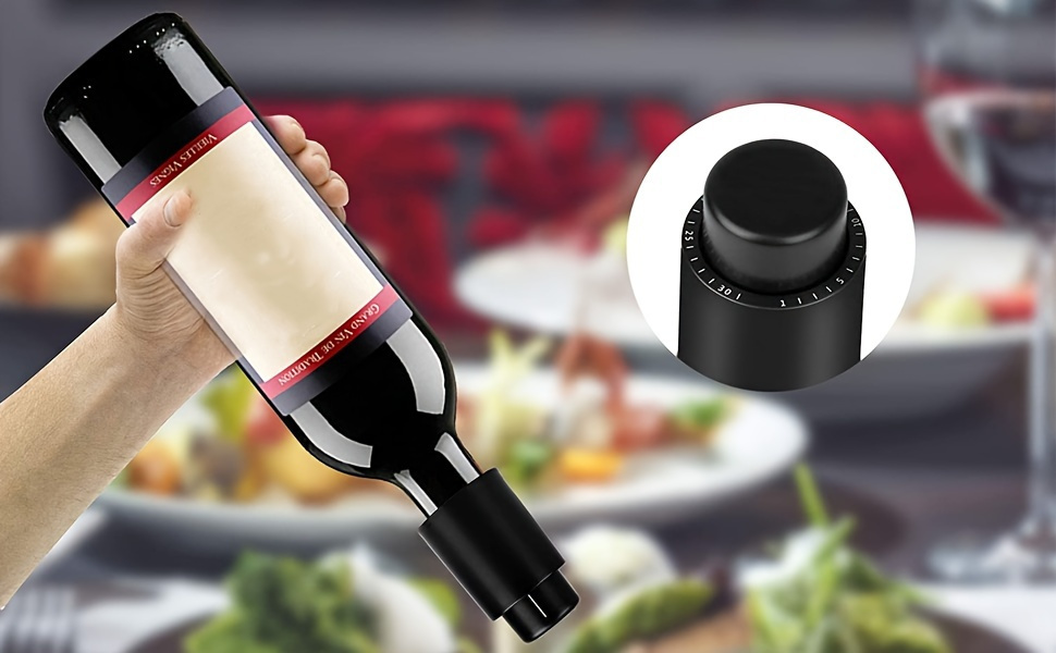 1 kom ili 2 kom Vakuum čepovi za vino i šampanjac sa vremenskim markerom - Višekratni čuvar boca, održava pića svežim, pristaje na sve boce, savršeno za Noć veštica, Božić, Oktoberfest, čuvanje šampanjca, elegantan dizajn, izdržljiva konstrukcija