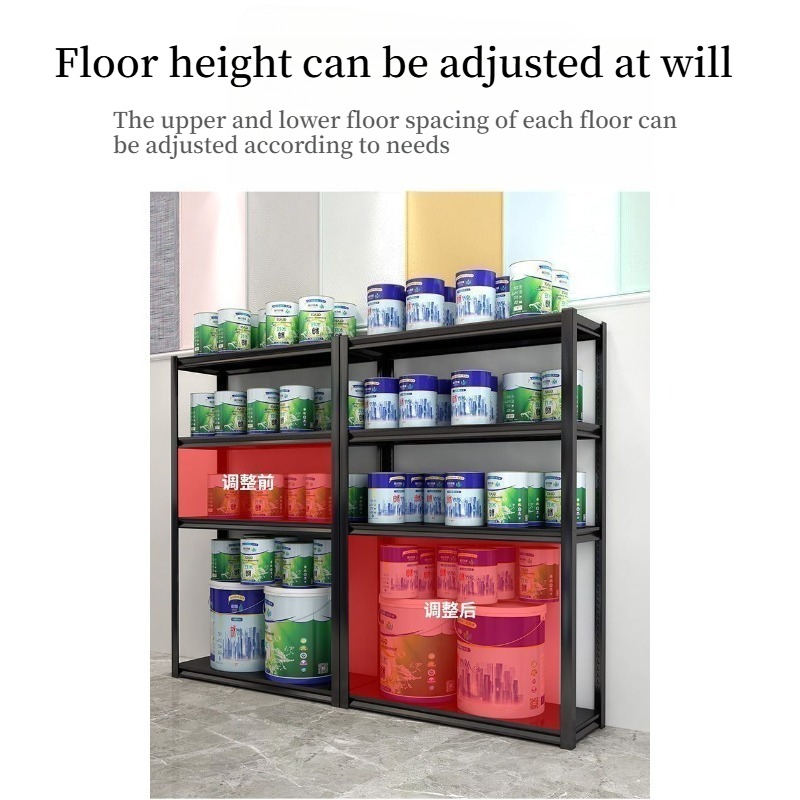 Police za domaćinstvo | Višeslojne police za skladištenje od ugljeničnog čelika za kuhinju i kancelariju, višenamenska upotreba, podne montaža, police za alat