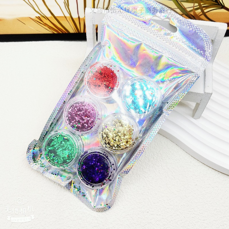 Set sa 6 boja sjajnog praha, ultra sjaj za DIY ukrašavanje noktiju, modna revija sa šljokicama