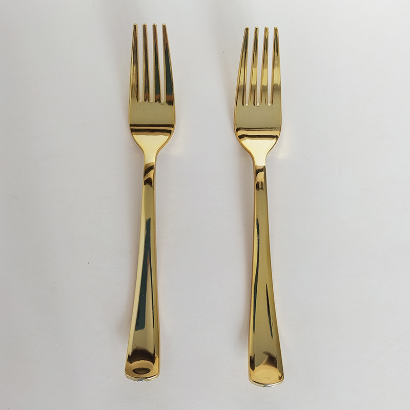 Masovna kupovina jednokratnog PS plastičnog UV galvanizovanog zlatnog pribora za jelo - čvrsti zlatni noževi, viljuške i kašike pogodni za rođendane, venčanja, događaje - isplativ pribor za stol u veleprodaji