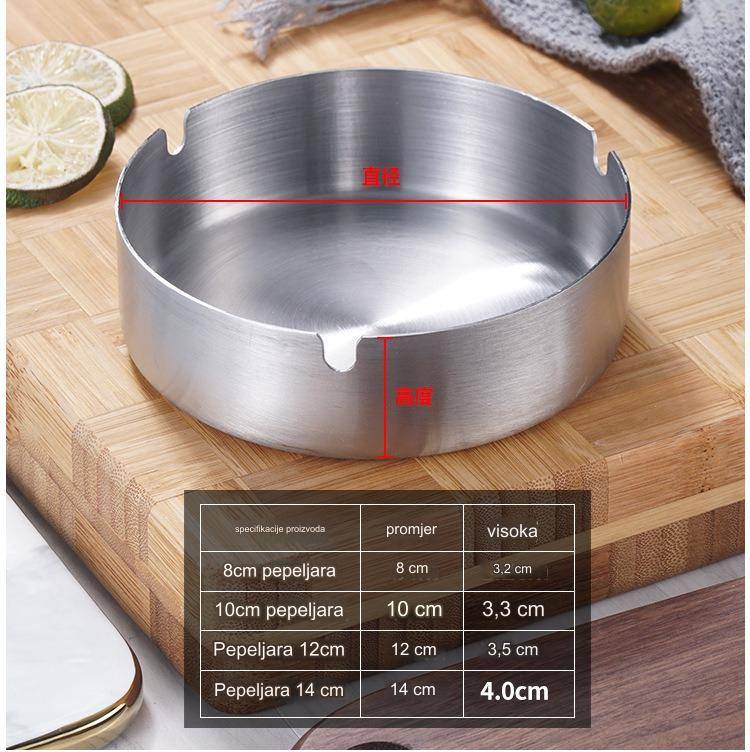 Teška vetrootporna pepeljara od nehrđajućeg čelika - sa držačem za cigarete i cigare, debela za otpornost na vetar, izdržljiva (model nije specificiran)