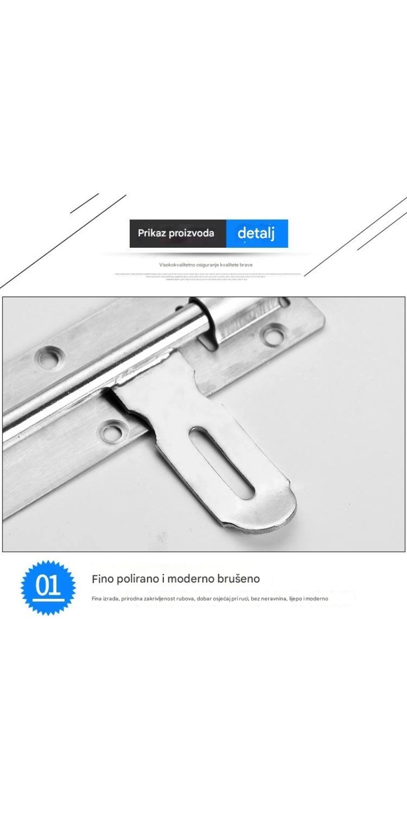Brava za vrata od nerđajućeg čelika sa dvostranim umetanjem | Idealna za kupatila i drvena vrata protiv krađe, izdržljiva i sigurna