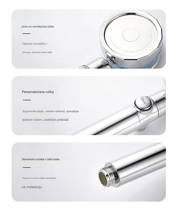 Visokopritisna tuš glava sa ručnim prskalicom - Snažan sistem za kišni tuš, montažni tuš sa lakoćom instalacije, široki obrasci prskanja za opuštajuću kupku ili tuš (Kompatibilno sa standardnim kupatilima)