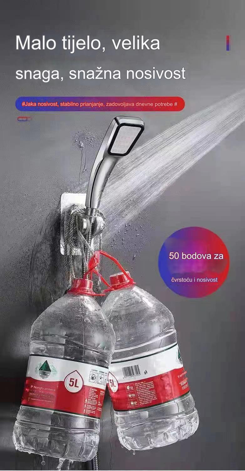 Držač za tuš glavu bez bušenja - Podesivi zidni nosač kompatibilan za ručne tuš sisteme, montaža bez bušenja, jednostavna i besplatna instalacija, organizator za kupatilo (zidni nosač za ručni tuš)