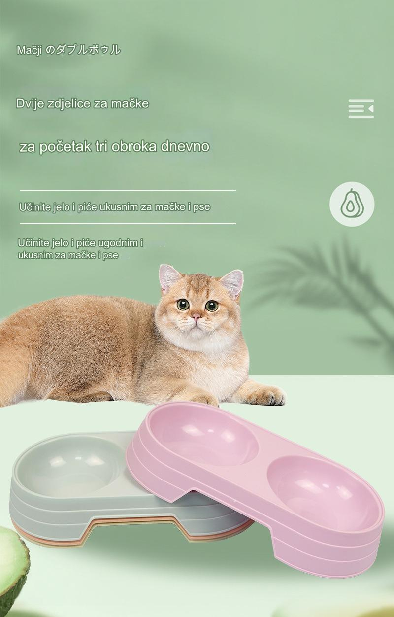 Ole plastične posude za hranu za kućne ljubimce sa dve posude | Idealne za vodu i suvu hranu, dizajn protiv klizanja