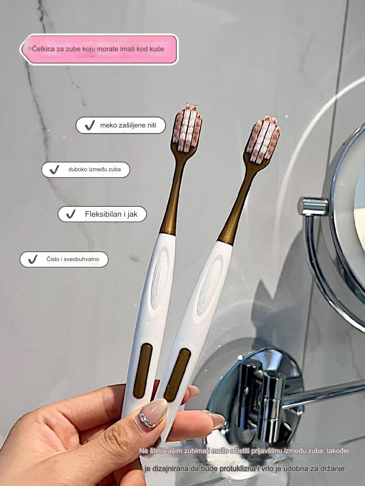 6 komada mekih četkica za zube za parove | Široka glava za veću udobnost, ABS plastična drška, mikro vlakna