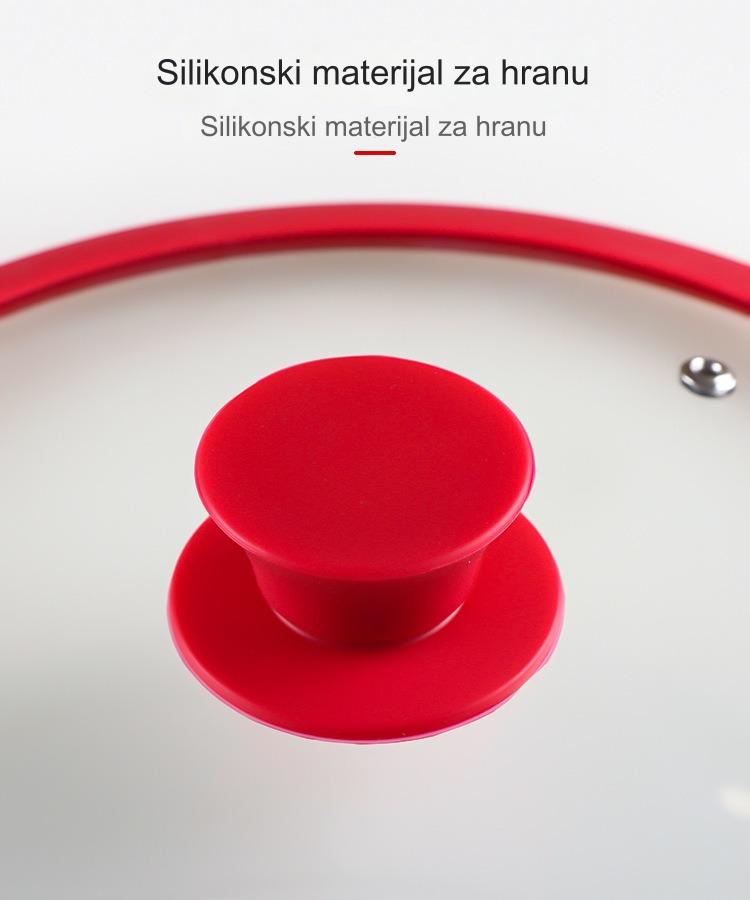 Silikonska poklopac za šerpu sa drvenom ručkom otpornom na toplotu i poklopcem od nerđajućeg čelika | Izdržljiv kuhinjski pribor za kuvanje, neelektrični rad