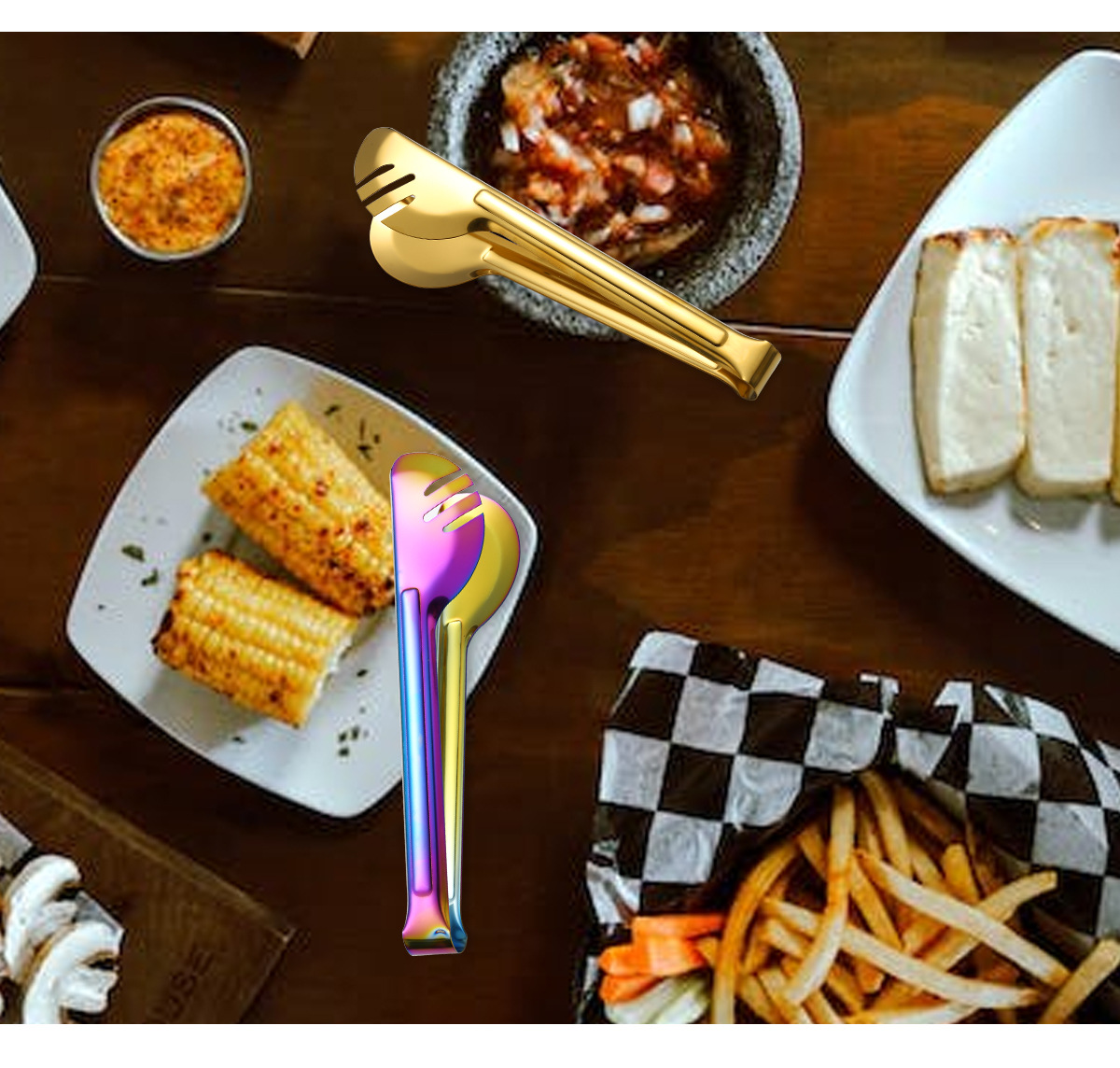 Teška Polukružna Klip za Hranu od Nerđajućeg Čelika 304 - Profesionalni Klip za Poslužavnike za Stek, Peciva, Kolače - Držač za Hotele, Restorane, Katering i Buffet Usluge - Izdržljiv Dodatak za Kuhinju i Trpezariju