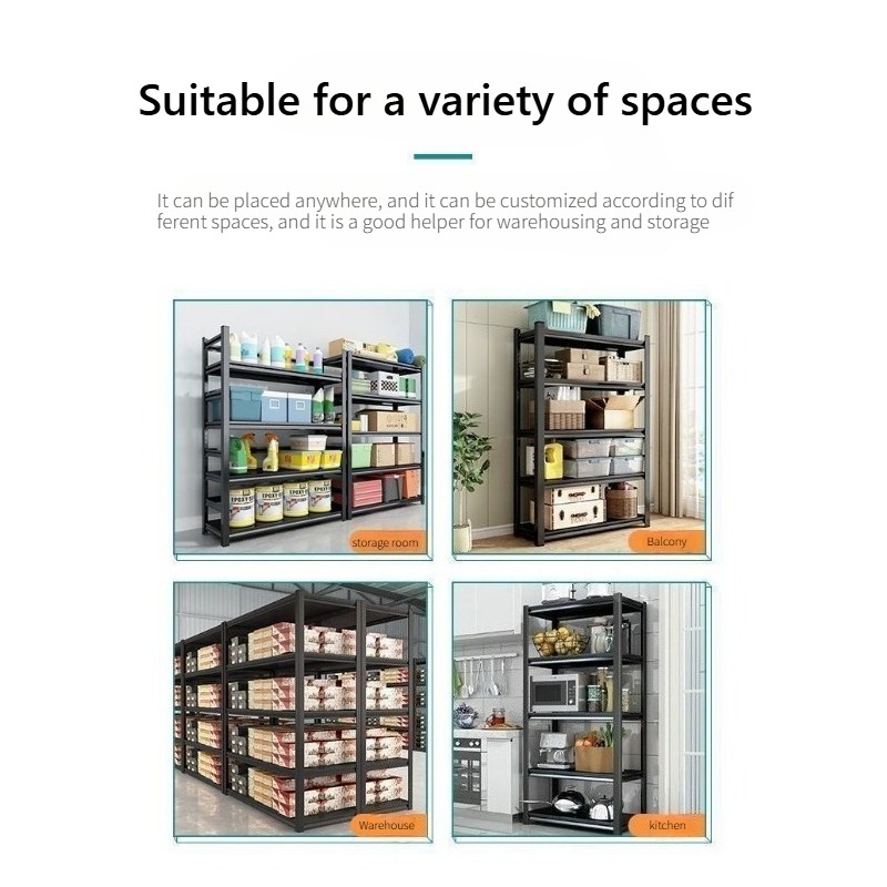 Police za domaćinstvo | Višeslojne police za skladištenje od ugljeničnog čelika za kuhinju i kancelariju, višenamenska upotreba, podne montaža, police za alat