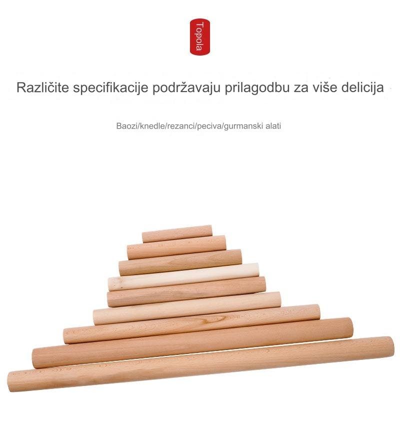 Drveni valjak za pecivo sa nelepljivom površinom i udobnom drškom | Idealan za pravljenje kolačića, testa i fondana - Napravljen od tvrdog drveta