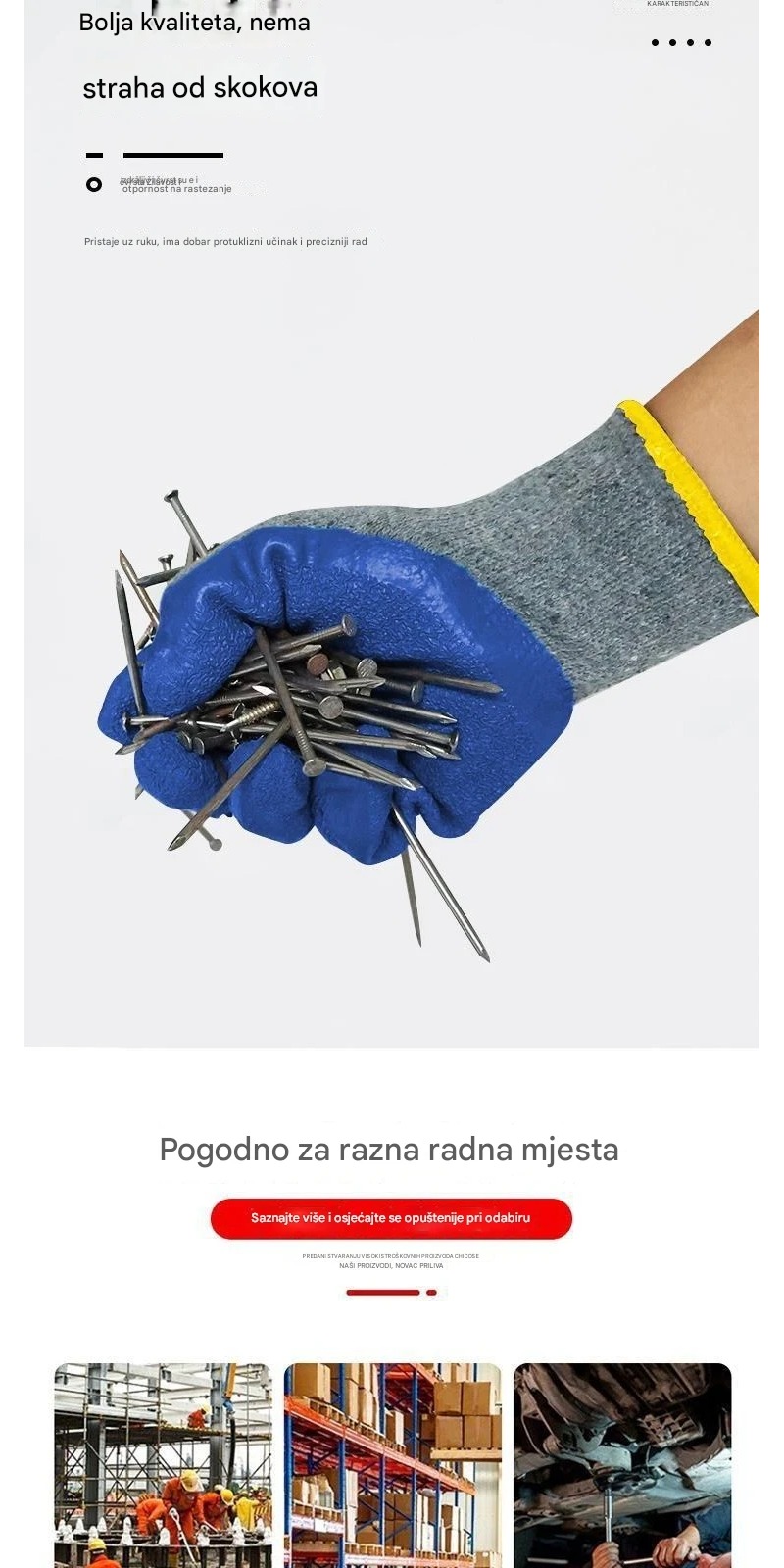 Zaštitne radne rukavice za baštu, hortikulturu i logistiku | Pamučna postava sa lateks premazom, dizajn bez prstiju, ne peglati