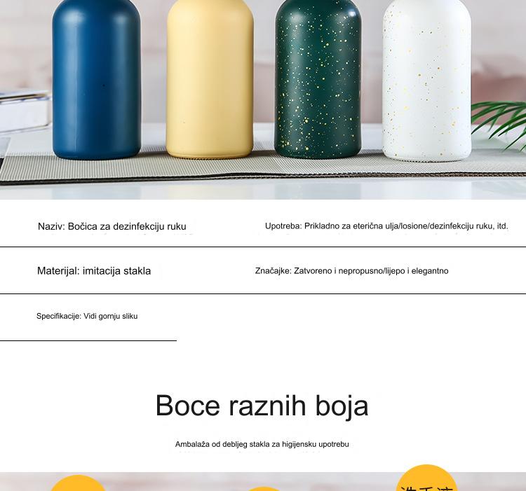 Prazna staklena boca dizajnirana da izgleda kao porcelan, pogodna za penu za dezinfekciju ruku, šampon za kupatilo ili gel za tuširanje, sa dozatorom na pritisak