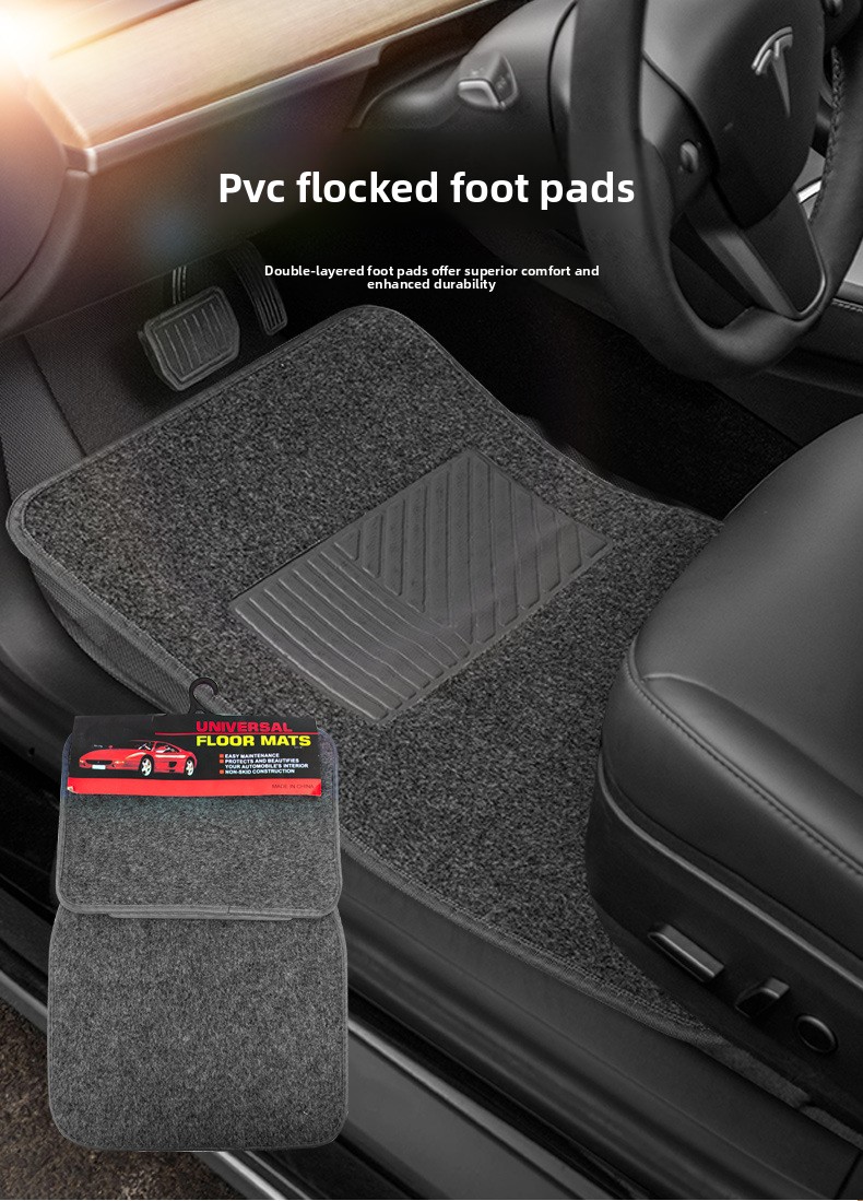 4 komada sive ili crne univerzalne podloge za auto, veštačka sisal tkanina, neklizajuće podloge pogodne za crne/braon/crvene enterijere, elegantan jednobojni dizajn, efikasno dekorira i skuplja dlake kako bi enterijer bio čist, lako se peru