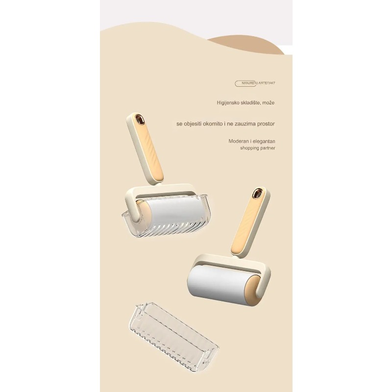 Valjak četka za čišćenje prašine za kućnu upotrebu, sa odvojivom dugom drškom, dizajniran za lako uklanjanje dlaka i prašine sa daškom elegancije