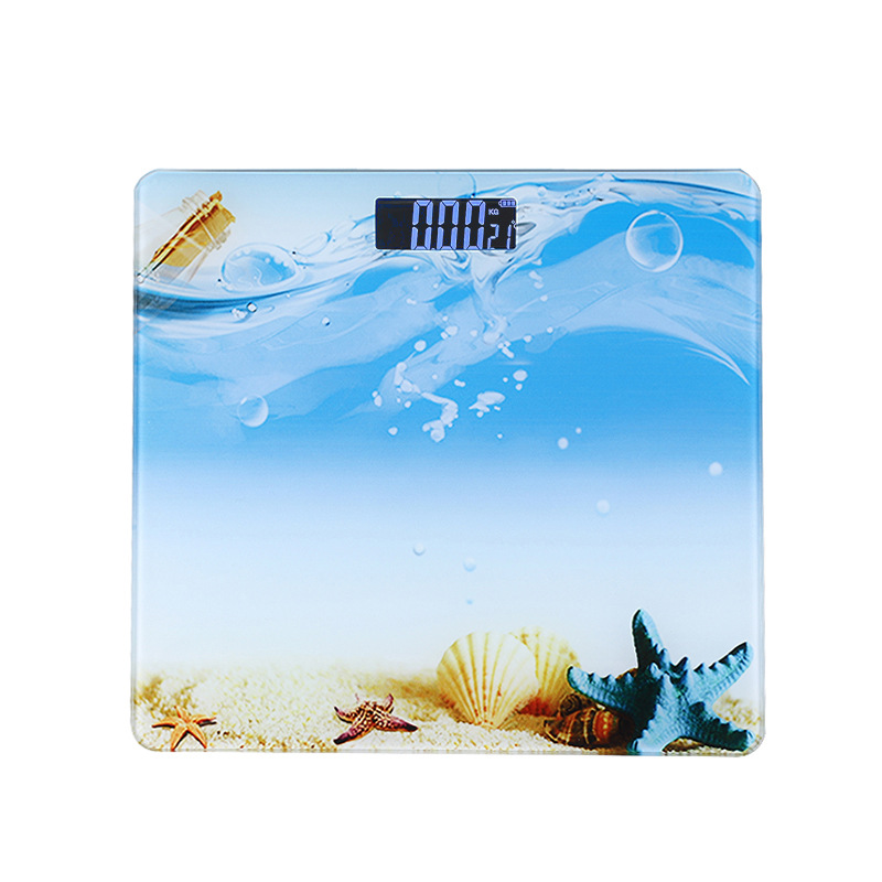 Digitalna vaga za kupatilo za merenje težine tela | Profesionalna vaga, jasni LED ekran, na pritisak, 2*AAA baterije uključene, 182kg, dizajn morskog mora