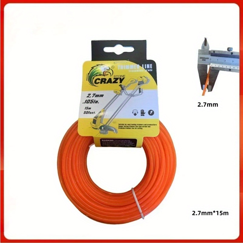 Teška okrugla najlonska trimer linija - Ojačana sečiva konac pogodna za kosilice, samohodne sekače grmlja i linije za navodnjavanje, izdržljiva najlonska žica za profesionalnu i kućnu upotrebu na otvorenom, kompatibilna za opremu za travnjak i sekače grmlja