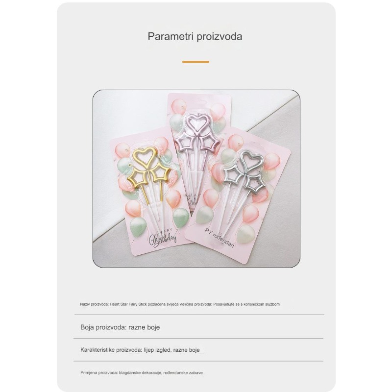 Prelepo dizajnirana svetiljka sa pet zvezdica, pozlaćena, idealna za pečenje torti i rođendanske proslave, bez baterije.