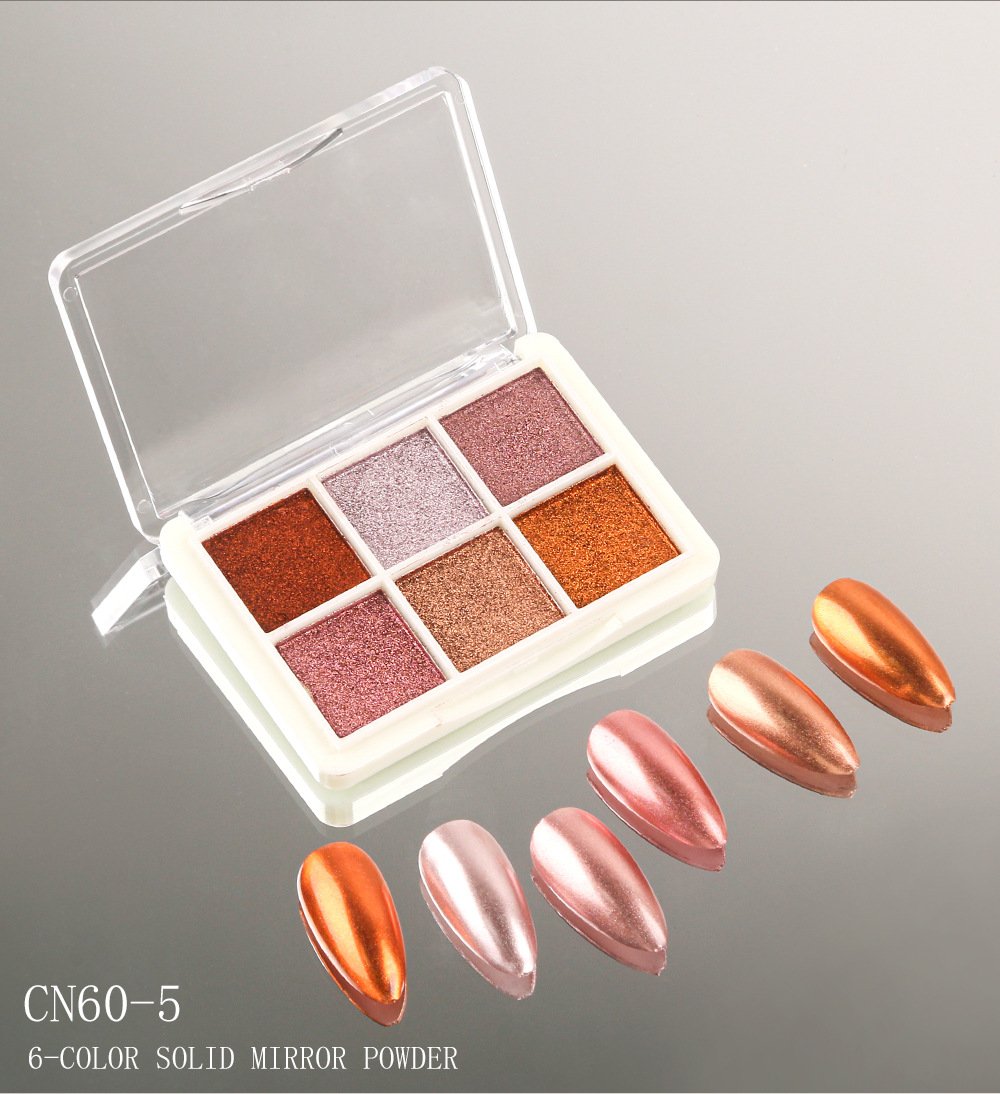 Set lakova za nokte sa šljokicama u 6 boja | Metalik čvrsti pigment u prahu za manikir, trendi Ins stil