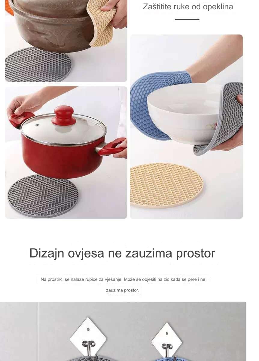 Nepoklizne gumene podmetače za kuhinju i trpezu - Izdržljivi zaštitnici stola otporni na toplotu i vlagu sa neklizajućom podlogom, zaštita za vruće posude, lonce i tave - Trajni podmetači za kućnu ili komercijalnu upotrebu