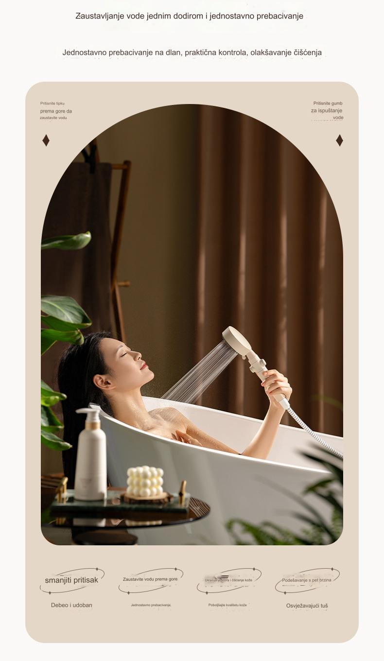 Tuš glava sa 5 brzina i ručnim prskalicom - Izdržljiv ABS sistem za kišni tuš, montaža na plafon/kupatilo, podesivi kišni tuš za moderne kupatila (kompatibilan sa standardnim priključcima za slavinu)