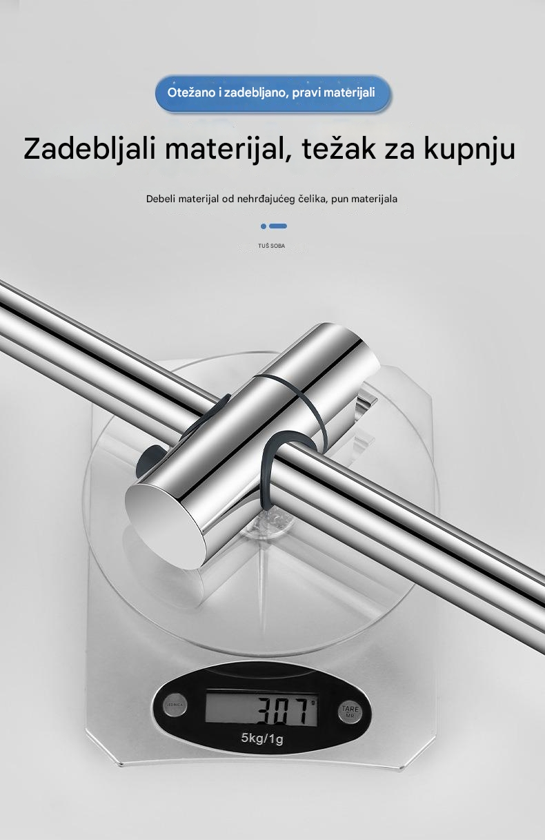 Podesivi nosač za montažu tuša od nerđajućeg čelika - Instalacija bez bušenja, rotirajući 360°, izdržljivi držač glave tuša za kupatilo sa postavljanjem bez alata, kompatibilan sa tuš glavama za kišu, moderan dizajn za jednostavnu instalaciju i održavanje (bez šrafova)