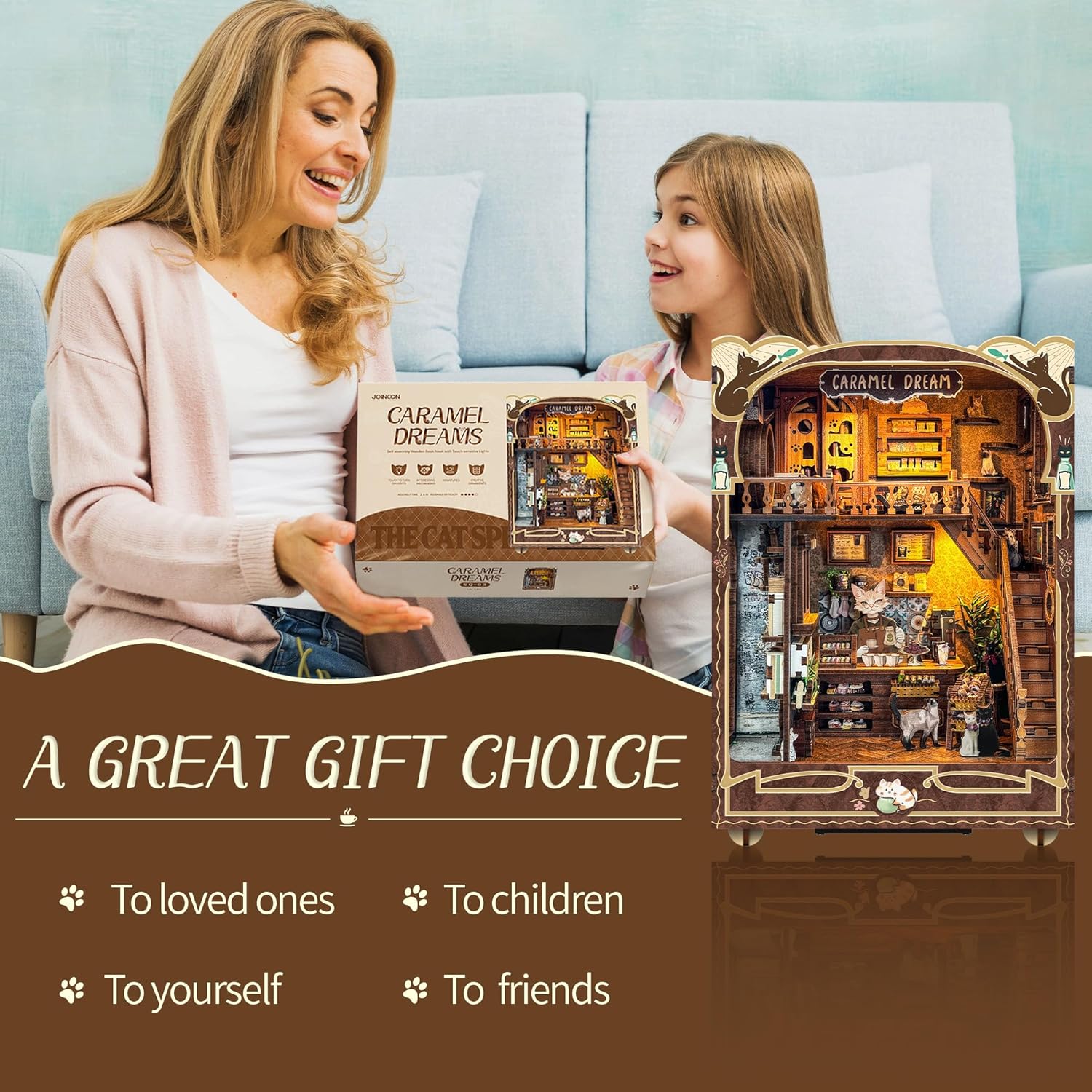 Kompleti za kutak za knjige za odrasle - Napravite svoj vlastiti minijaturni umetak za policu za knjige sa LED osvetljenjem, maštoviti kompleti za izradu knjižnog kutka, dekoracija sobe za fantazijsku tavern dioramu, savršen poklon za ljubitelje knjiga, kutak čuda i knjiga.