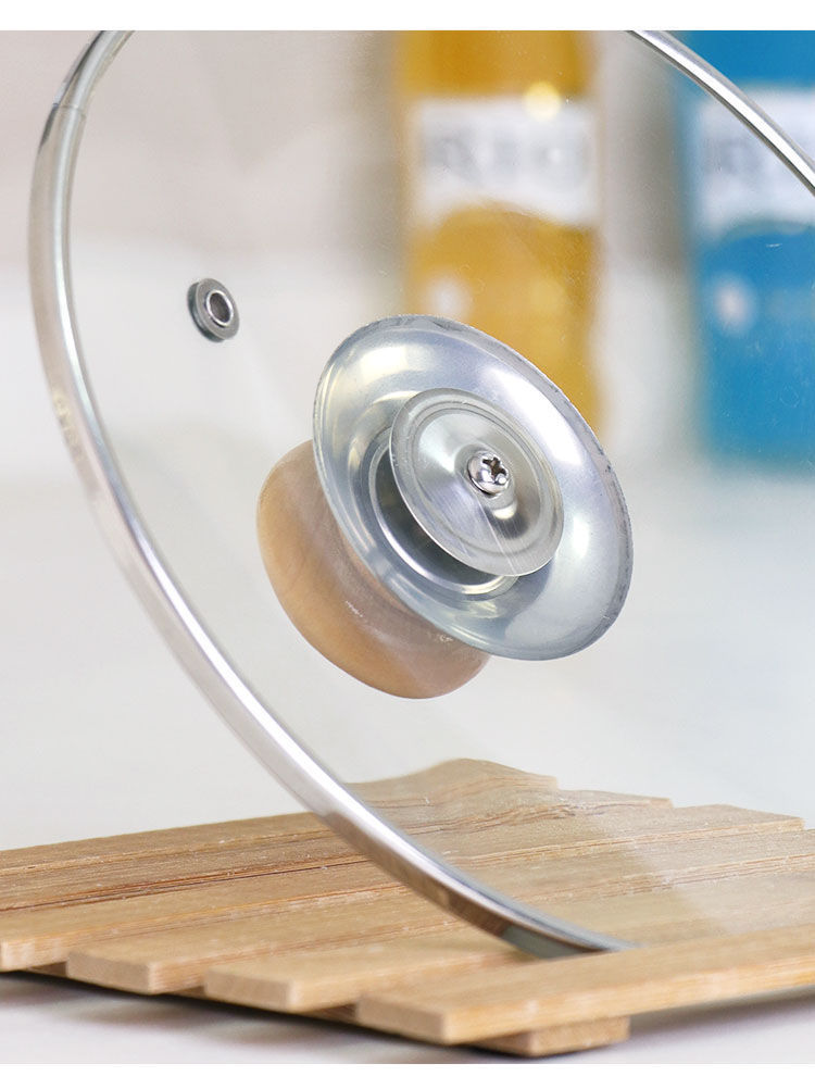 Ručka za poklopac od nerđajućeg čelika sa drvenim dugmetom - Jednoručna kvaka za lonce, tiganje, tepsije - Izdržljiva i lako prijanjajuća oprema (za kampovanje, ugostiteljstvo) - Trajna i otporna na koroziju