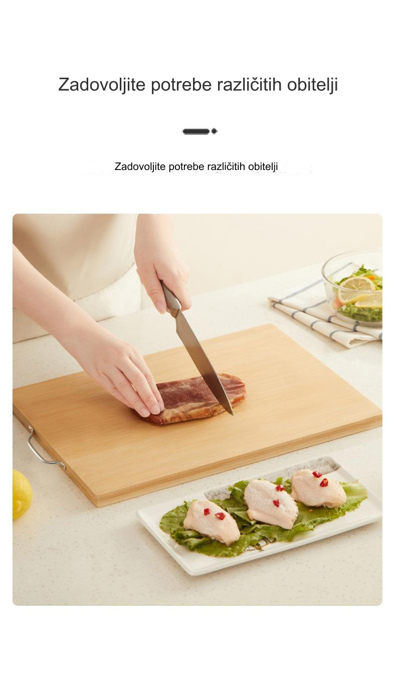 Velika Bambusova Daska za Sečenje - Obostrana Reversibilna Daska za Sečenje sa Protivkliznom Površinom, Čvrsta sa Drvenim Uzorkom za Kuhinju, Izdržljiva i Laka za Čišćenje, Pogodna za Povrće, Meso, Voće, Sir, Bilje