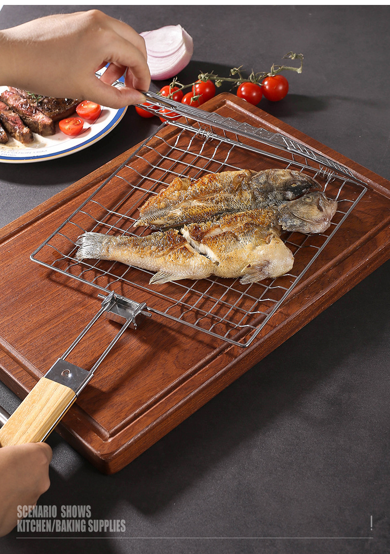 1 komad sklopivog, čvrstog roštilja sa velikim kapacitetom, idealnog za pečenje piletine, sa nelepljivom ručkom, kuhinjski roštilj