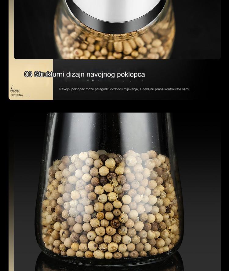 Ručni mlin za biber i so sa podesivom krupnoćom - Izdržljiv mlin za so, ručno upravljanje za sveže mlevene začine, so, biber - Kuhinjski alat za kućnu i komercijalnu upotrebu, bez /, lako za čišćenje