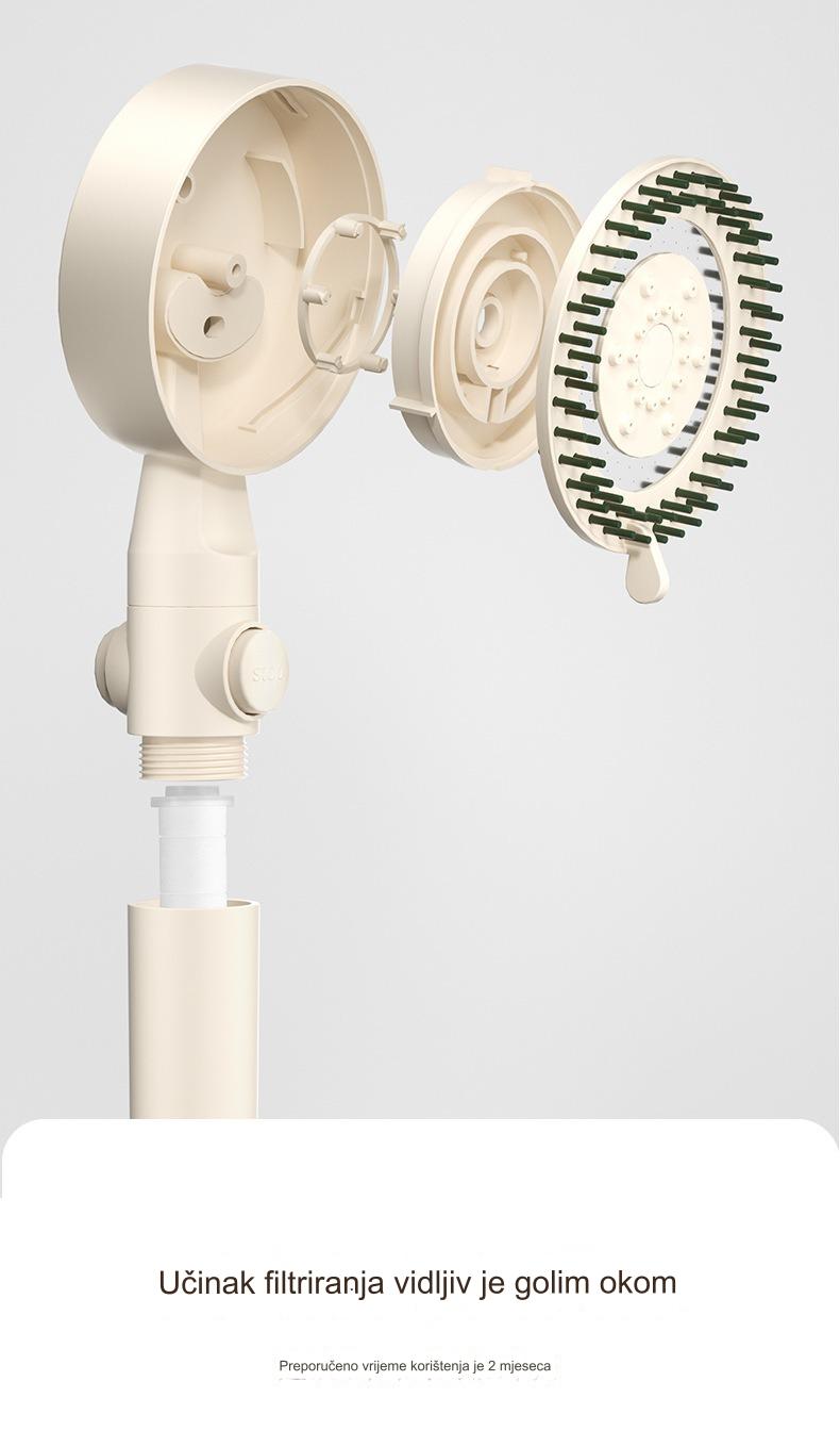 Tuš glava sa 5 brzina i ručnim prskalicom - Izdržljiv ABS sistem za kišni tuš, montaža na plafon/kupatilo, podesivi kišni tuš za moderne kupatila (kompatibilan sa standardnim priključcima za slavinu)