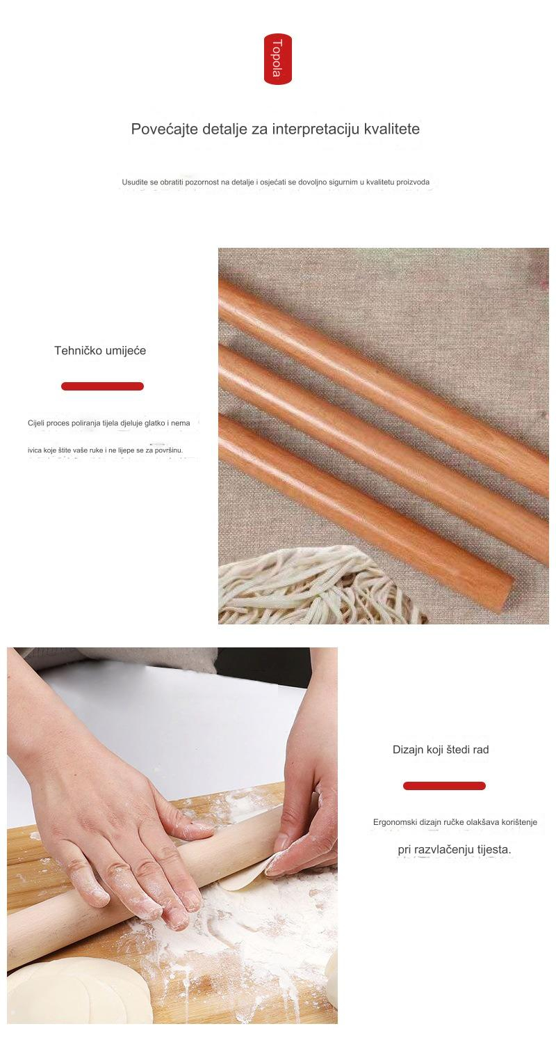 Drveni valjak za pecivo sa nelepljivom površinom i udobnom drškom | Idealan za pravljenje kolačića, testa i fondana - Napravljen od tvrdog drveta