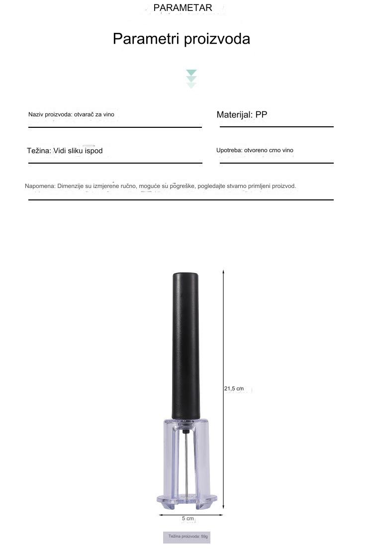 Teški nehrđajući višenamenski set za otvaranje vina - 1-u-1 otvarač za čepove i poklopce sa mehanizmom poluge, prenosivi ručni otvarač za vino, pivo, limenke sode - idealno za zabave, putovanja