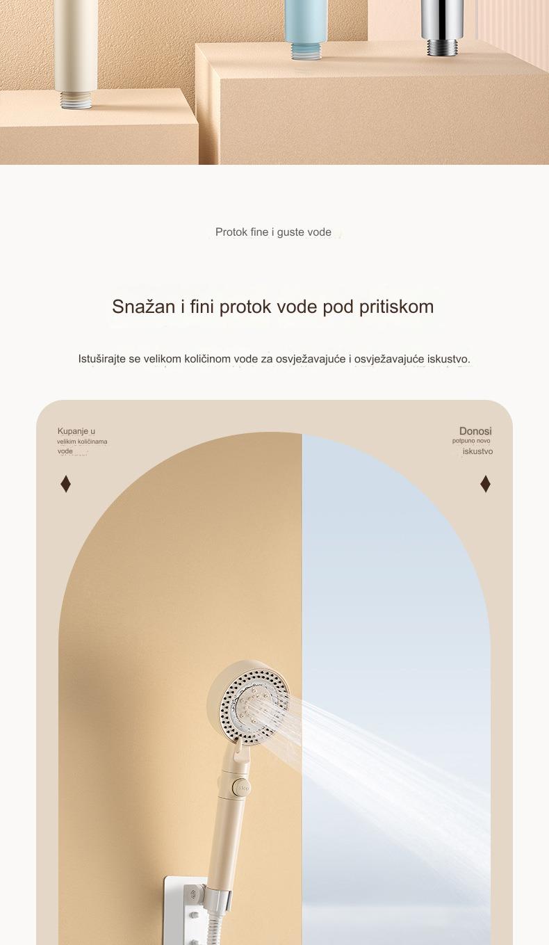 Tuš glava sa 5 brzina i ručnim prskalicom - Izdržljiv ABS sistem za kišni tuš, montaža na plafon/kupatilo, podesivi kišni tuš za moderne kupatila (kompatibilan sa standardnim priključcima za slavinu)