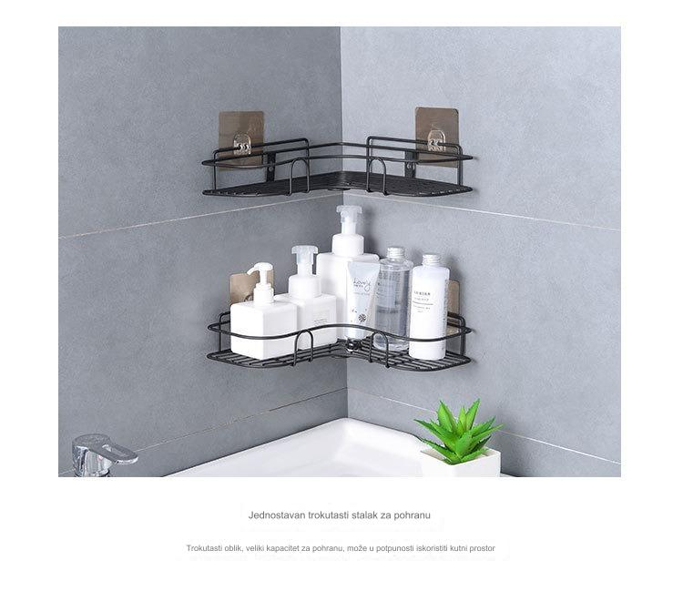 Samolepljivi Multifunkcionalni Tripod Zidni Nosač za Odlaganje - Organizator za Kupatilo, Kuhinju i Toalet koji Štedi Prostor sa Podesivim Policama, Bez Bušenja, Čvrst Moderan Dizajn za Peškire, Toaletne Potrepštine, Kozmetiku i Sredstva za Čišćenje - Idealan za