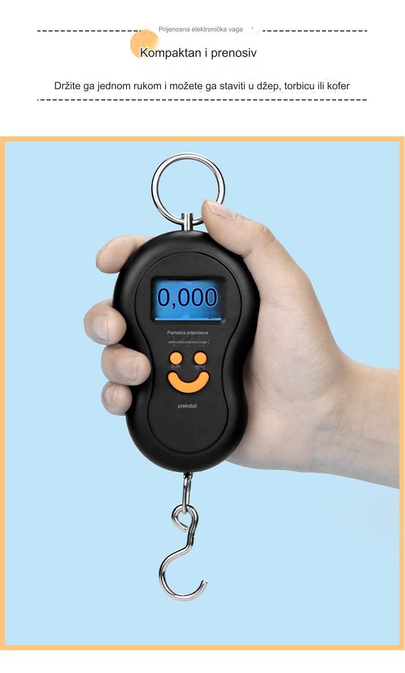 50kg/110lbs Digitalna Ručna Elektronska Vaga sa Kukom - Prenosiva Kuhinjska Vaga sa LCD Ekranom, Funkcijom Tare & Zadržavanje, Konverzija Jedinica (kg/lbs/oz/g/ml), Napajanje na Baterije (Baterije Nisu Uključene) za Kuću, Putovanja, Kampovanje, Prtljag, Namirnice