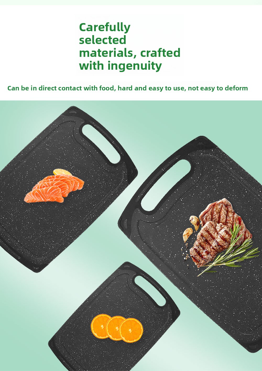 Set dasaka za sečenje od pšenične slame, pogodan za povrće i voće - Plastična daska više veličina sa protivkliznom drškom i dubokim žlebovima za sok, bezbedna za direktnu upotrebu, higijenska daska, za kućnu ili komercijalnu upotrebu