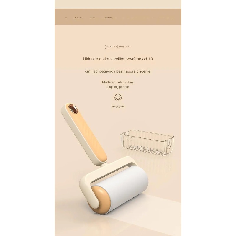 Valjak četka za čišćenje prašine za kućnu upotrebu, sa odvojivom dugom drškom, dizajniran za lako uklanjanje dlaka i prašine sa daškom elegancije