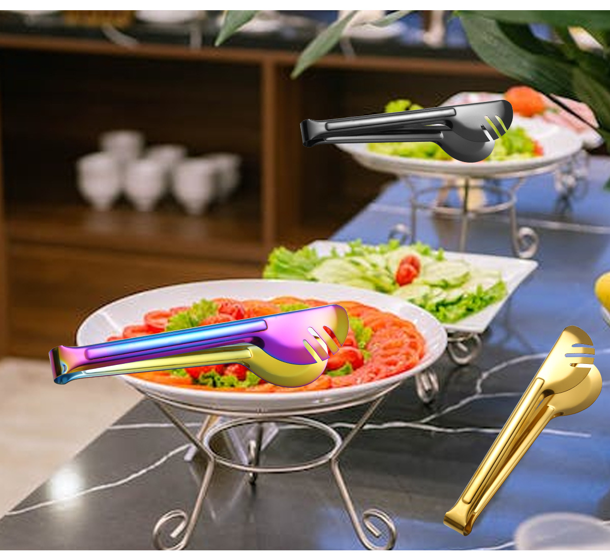 Teška Polukružna Klip za Hranu od Nerđajućeg Čelika 304 - Profesionalni Klip za Poslužavnike za Stek, Peciva, Kolače - Držač za Hotele, Restorane, Katering i Buffet Usluge - Izdržljiv Dodatak za Kuhinju i Trpezariju