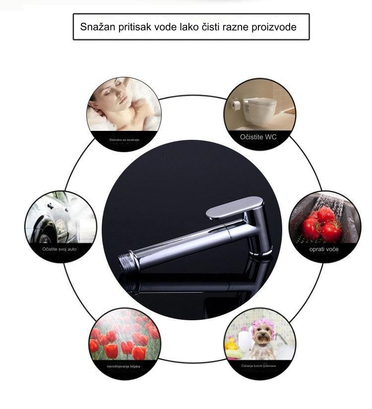 Higijenski sistem za tuširanje sa setom za žensko pranje i pištoljem za prskanje za WC | Evropska G3/8 mlaznica, nije potrebna struja, ekliptični stil