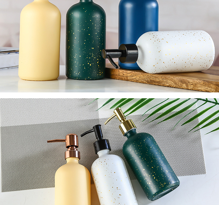 Prazna staklena boca dizajnirana da izgleda kao porcelan, pogodna za penu za dezinfekciju ruku, šampon za kupatilo ili gel za tuširanje, sa dozatorom na pritisak