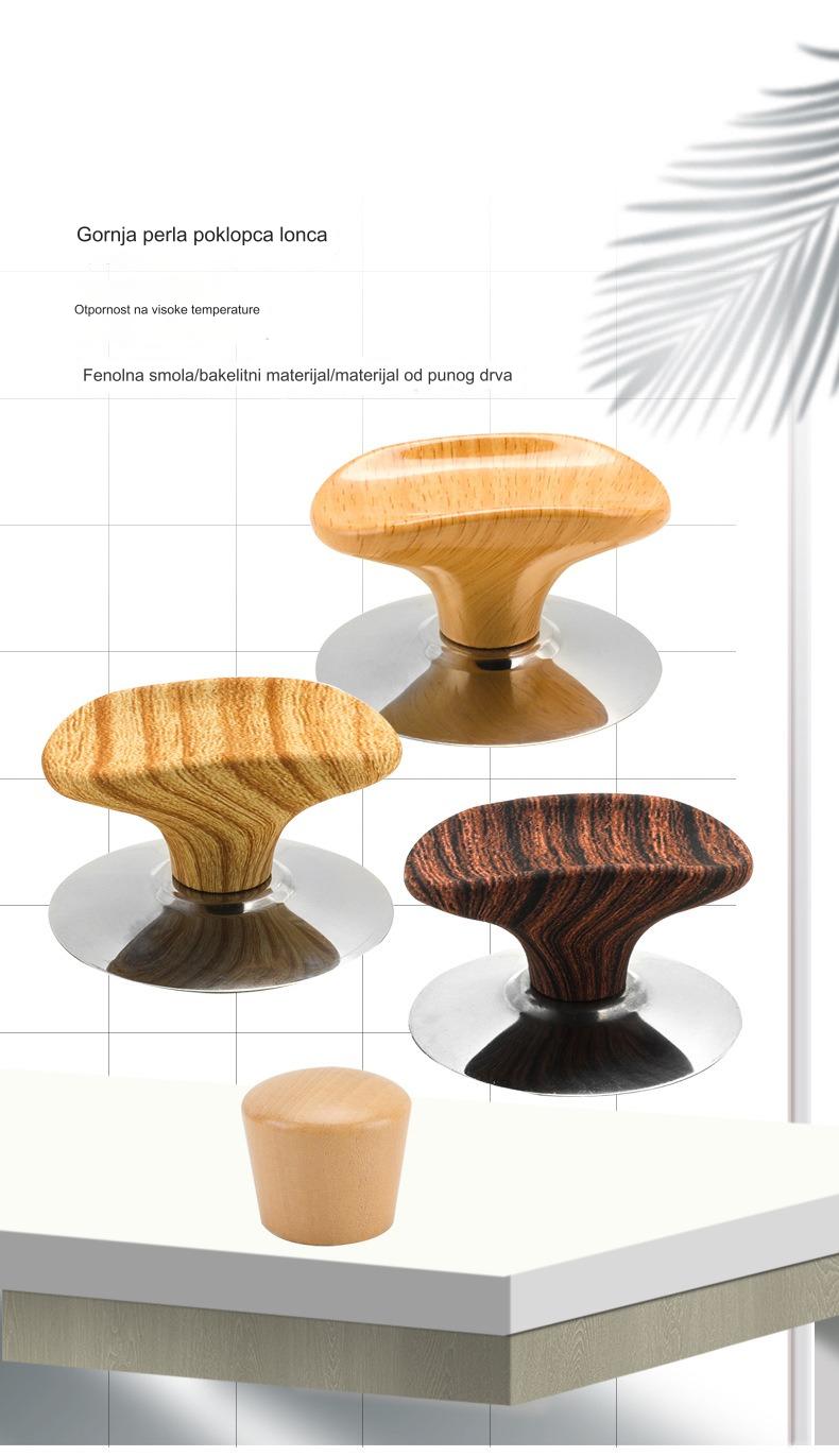 Izdržljiv i otporan na toplotu set alata za jaja sa drvenom drškom i univerzalnim poklopcem | Aluminijumski materijal, pogodan za kontakt