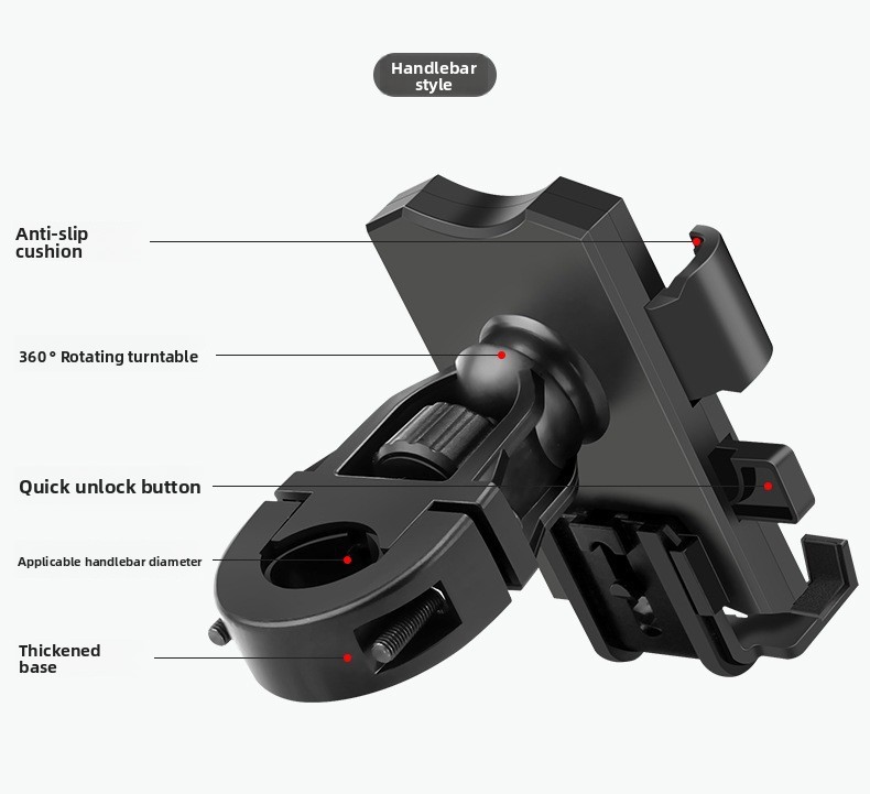 Univerzalni antivibracioni držač za telefon za motocikl, bicikl, električni skuter, šok-otporni nosač za volan za vozače, siguran držač za telefon, držač za telefon za bicikl, dodatak za motocikl, šok-otporna ručka