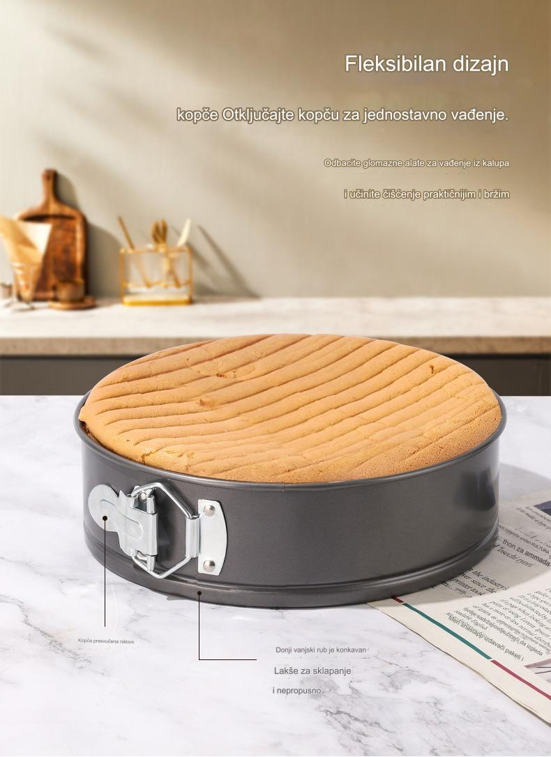 Podebljani kalupi za torte od ugljeničnog čelika sa uklonjivim dnom za šifon i mus torte, Pravljenje Deserta,Precizni kalupi,Elegantna posuda za pečenje,Izdržljivi pribor za pečenje,Tepsija za mus,Kalup za Bundt tortu,Profesionalne kuhinje