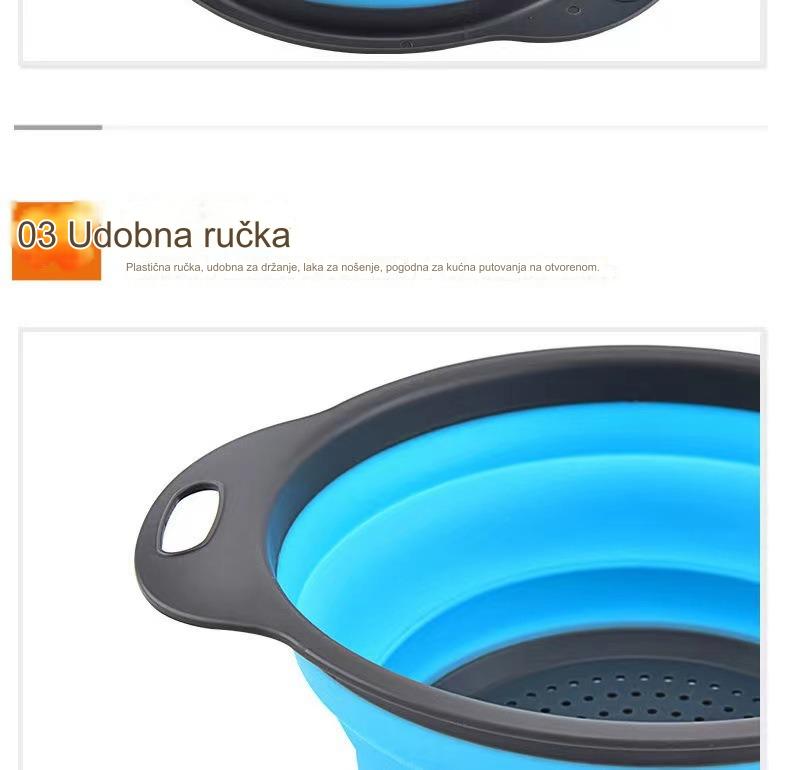 Sklopiva teleskopska korpa za pranje sa otvorima za odvod - izdržljiva sklopiva plastična korpa za sušenje posuđa, kampovanje, RV - prenosiva korpa za pranje povrća i voća koja štedi prostor (zelena/siva)