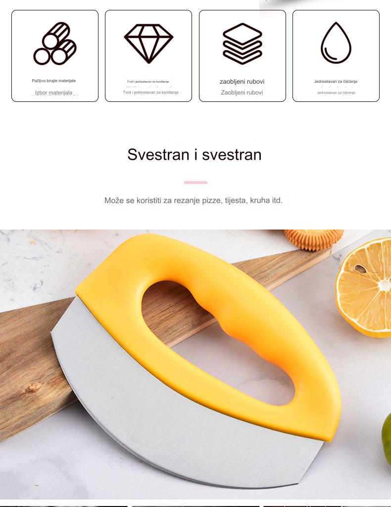 Višenamenski sekač za picu i prstenaste seckalice od nerđajućeg čelika sa ergonomskom ručkom - Izdržljivi nož za precizno sečenje, pite, sira, povrća, pečenje - Trajni kuhinjski alat sa sigurnosnom bravom i dizajnom koji se lako čisti - Idealan za kućnu i profesionalnu upotrebu
