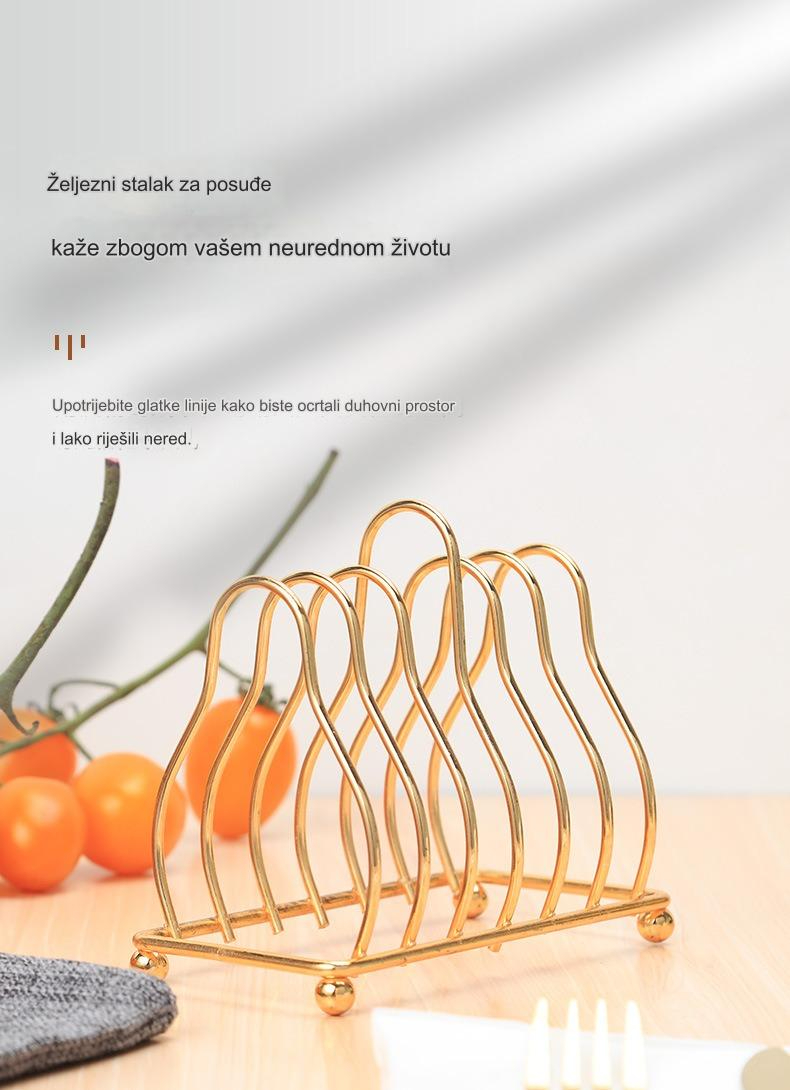 Kuhinjski stalak za sudove u obliku trougla od gvožđa sa policom za odvod | Izdržljivo i elegantno rešenje za odlaganje posuđa